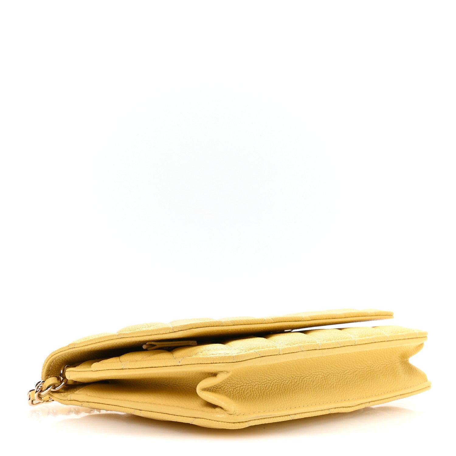 Chanel Caviar Quilted Tiny CC Wallet On Chain WOC Yellow 4 of 12