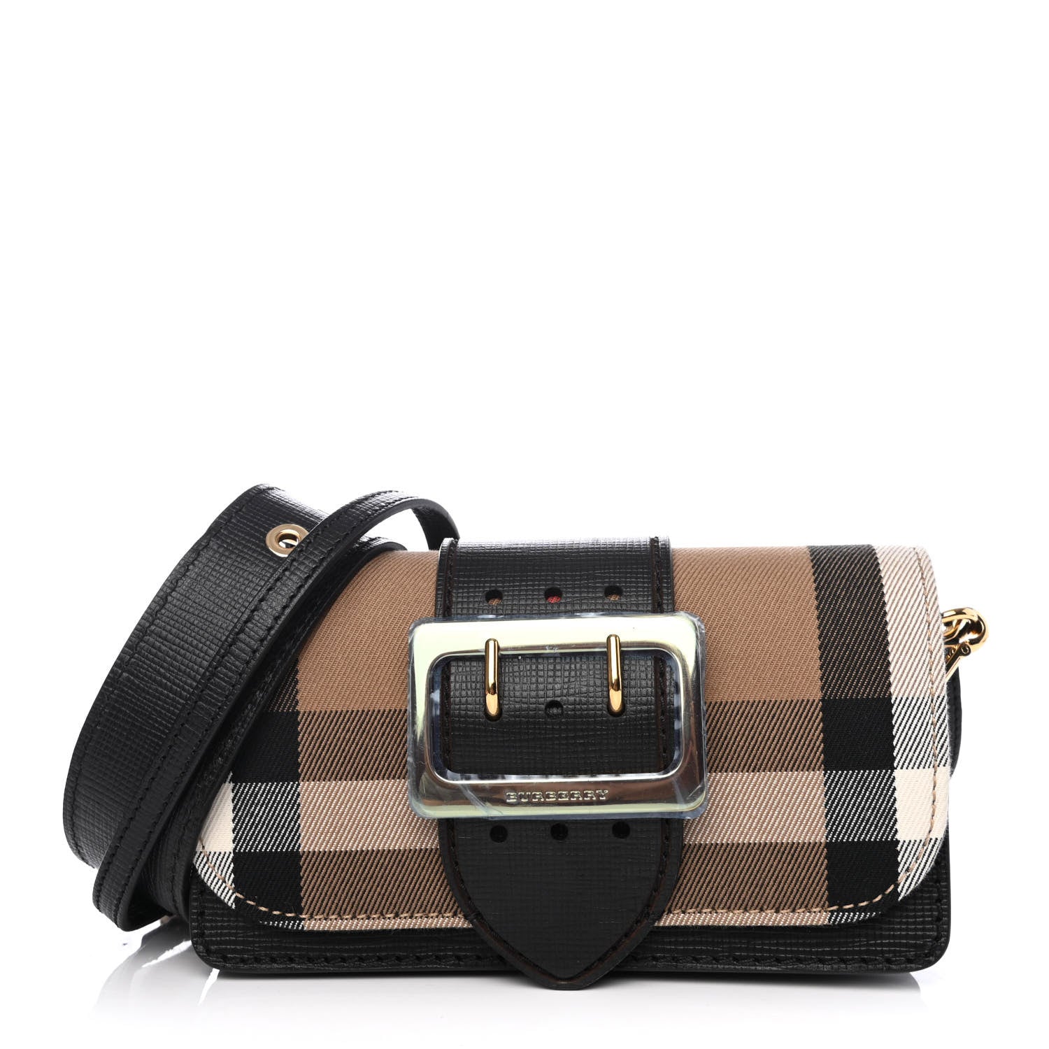 Burberry House Check Bridle Calfskin Small Buckle Bag Black 1 of 4
