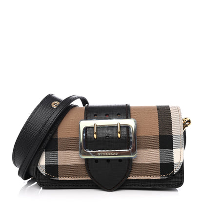 Burberry House Check Bridle Calfskin Small Buckle Bag Black 1 of 4