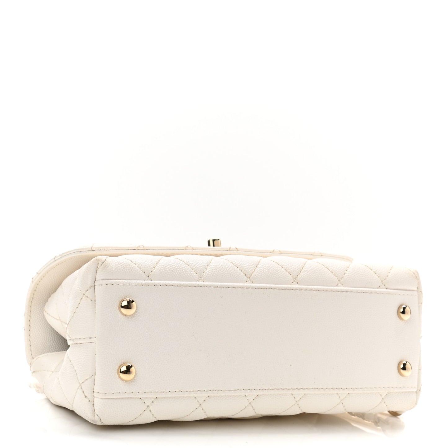 Caviar Quilted Mini Coco Handle Flap White