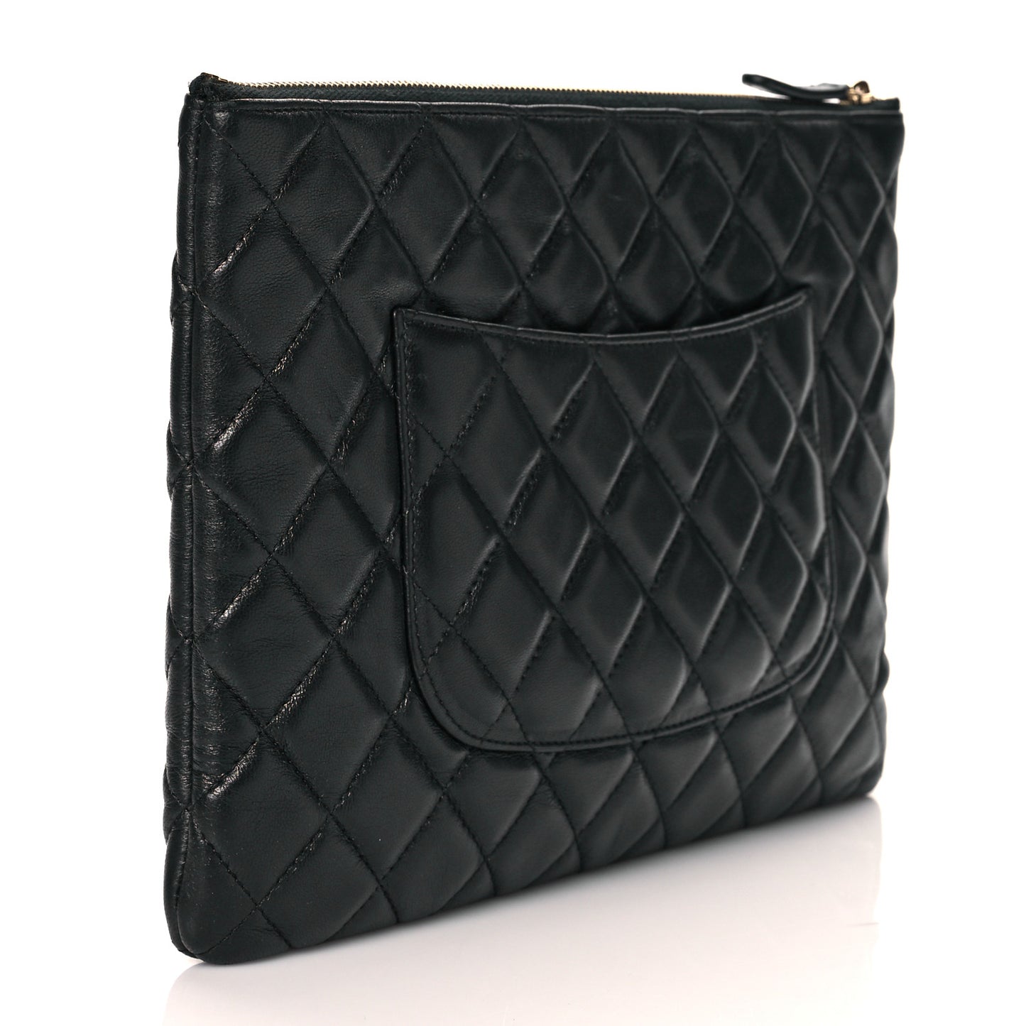 Lambskin Metallic Calfskin Quilted Crocodile Embossed Clutch 2.55 Reissue Cosmetic Case Gold