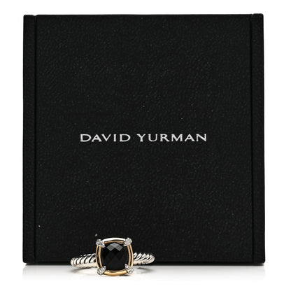 David Yurman Sterling Silver 18K Yellow Gold Diamond Black Onyx 7mm Petite Chatelaine Ring 54 7 7 of 7