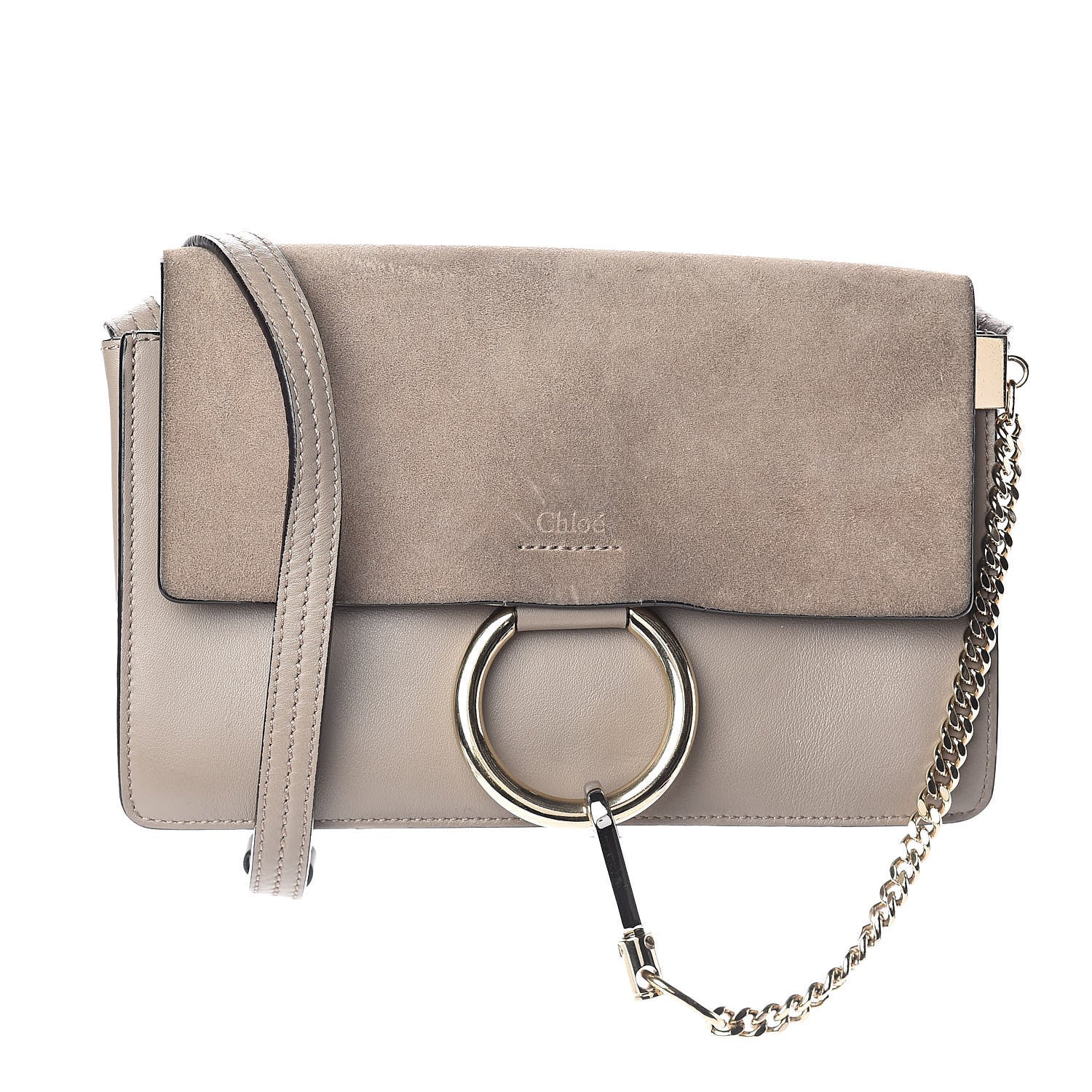 Chloe Suede Calfskin Small Faye Shoulder Bag Motty Grey 1 of 10