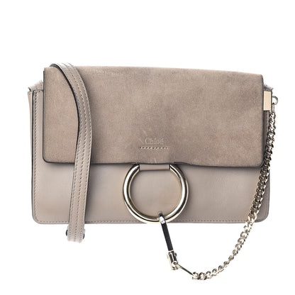 Chloe Suede Calfskin Small Faye Shoulder Bag Motty Grey 1 of 10