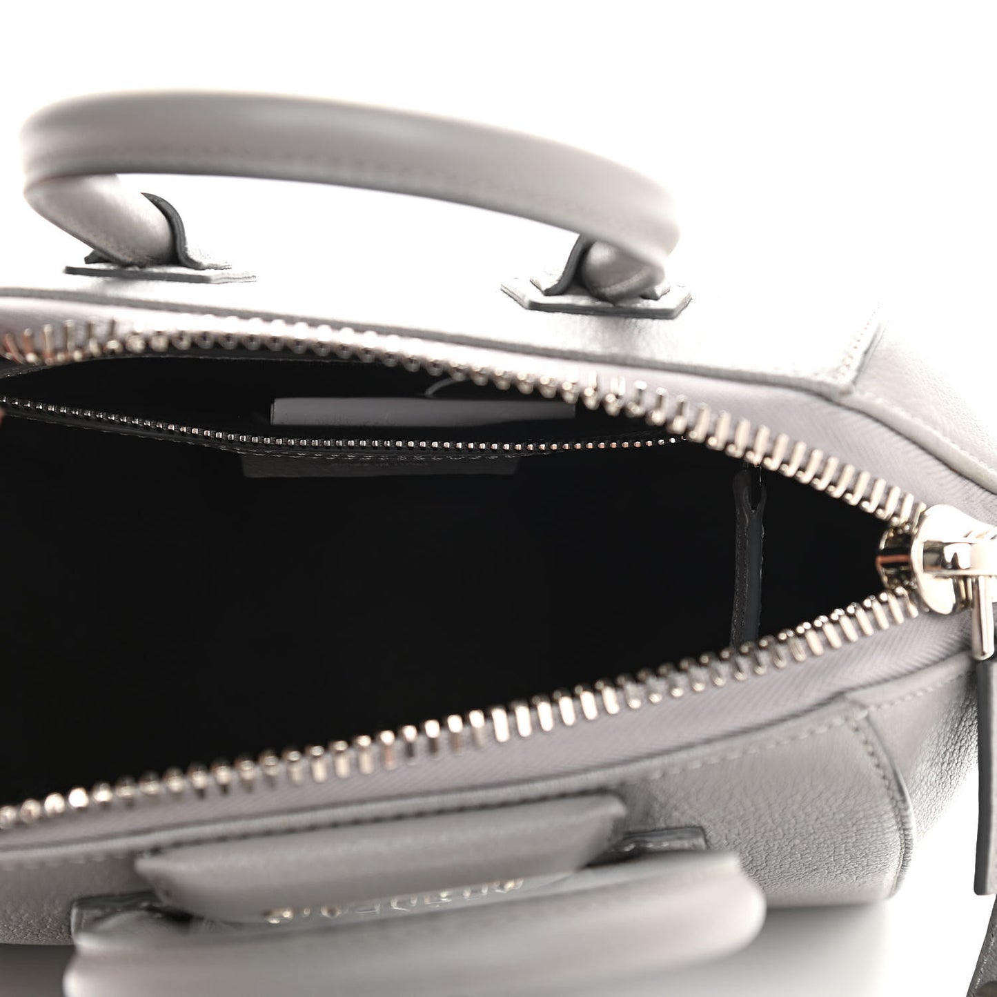 Sugar Goatskin Mini Antigona Pearl Grey