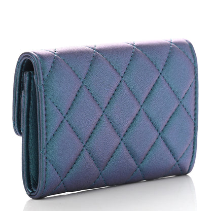 Chanel Iridescent Lambskin Quilted Flap Card Holder Turquoise 3 of 9