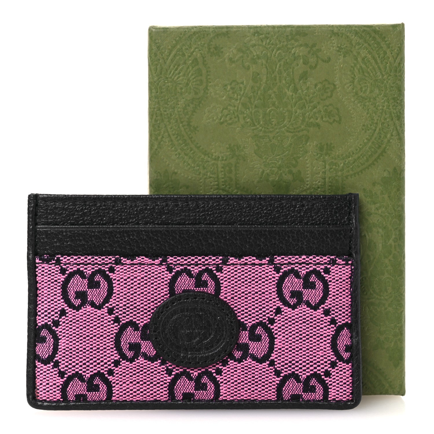 Gucci Monogram Multicolor Retro Interlocking G Card Holder Pink