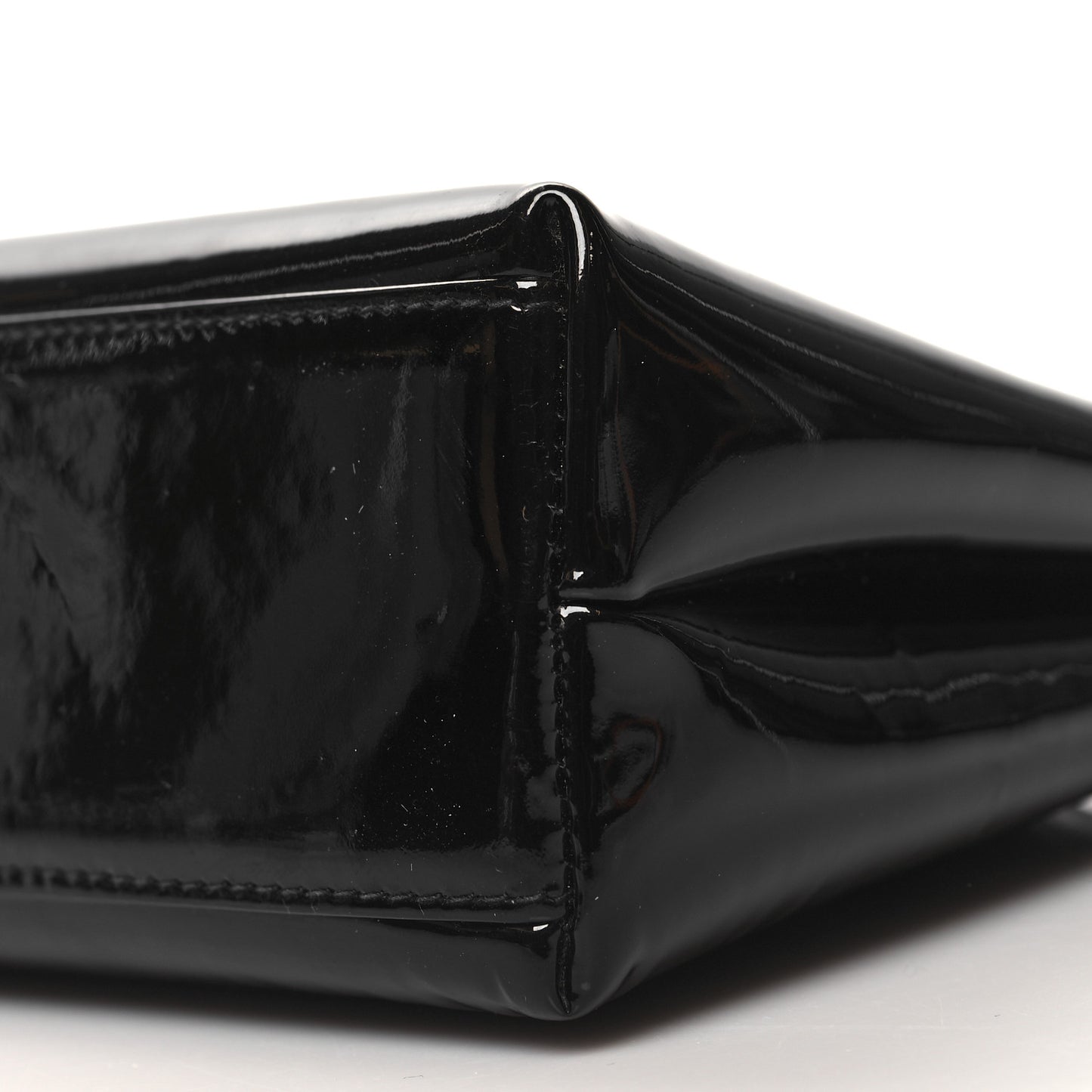 Patent Small Kelly Flap Bag Black