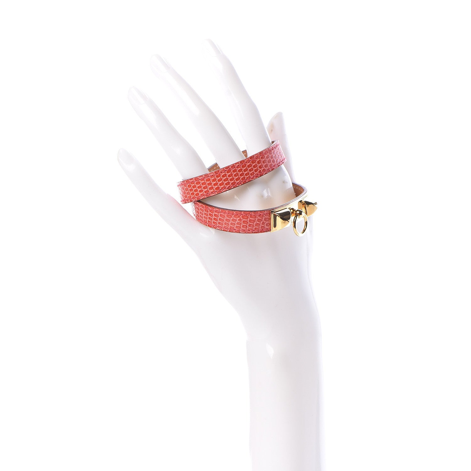 Hermes Lizard Rivale Double Tour Bracelet S Bougainvillea 2 of 9