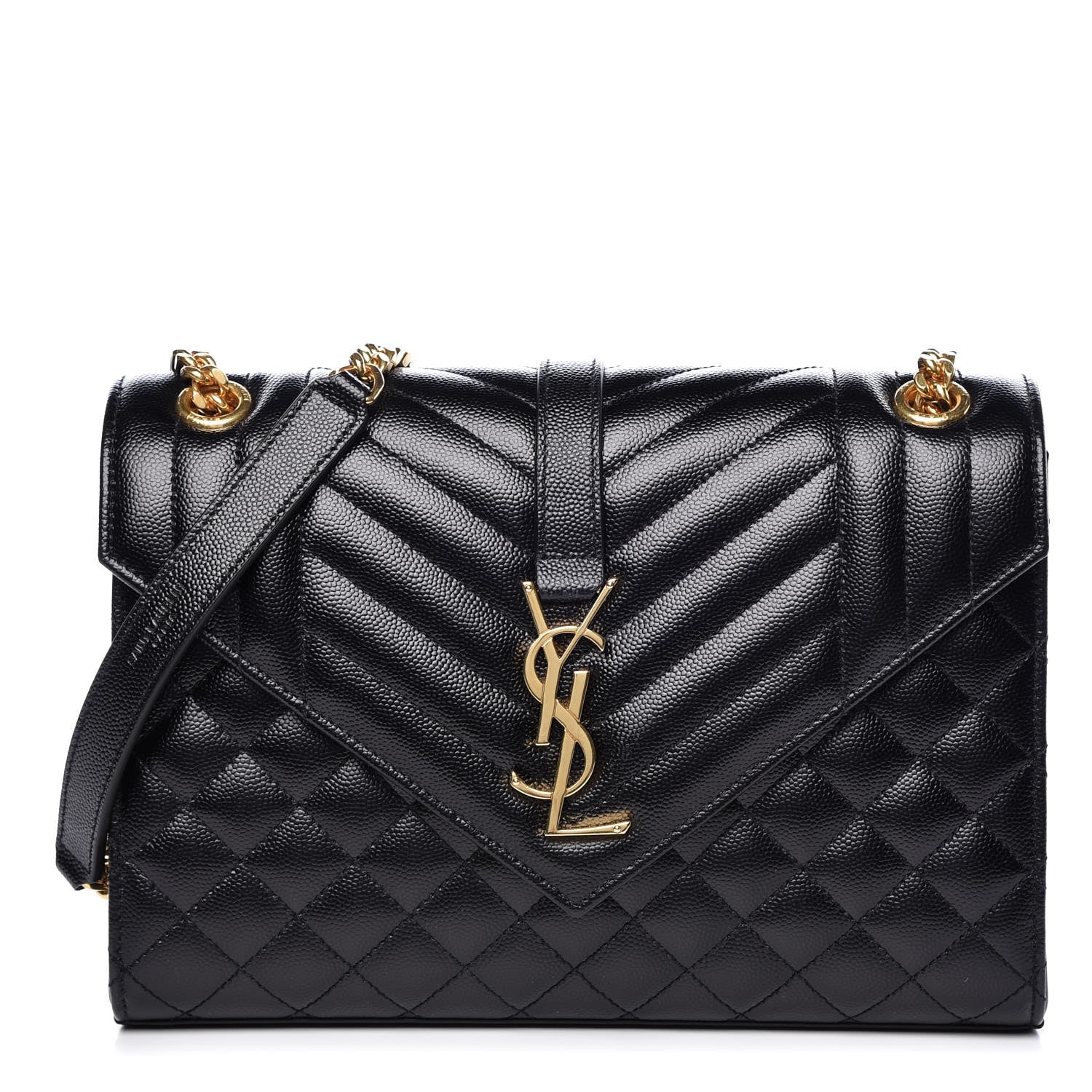 Saint Laurent Grain De Poudre Textured Mixed Matelasse Triquilt Medium Monogram Satchel Black 1 of 8