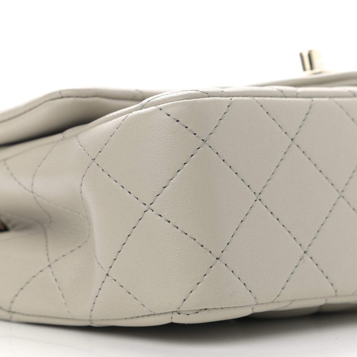 Lambskin Quilted Mini Rectangular Flap Grey