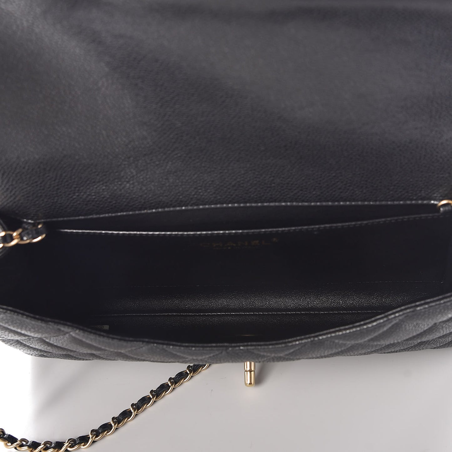 Caviar Quilted Clutch With Chain Flap Black