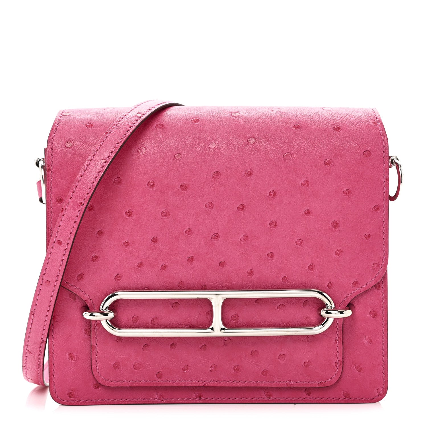 Hermes Ostrich Mini Sac Roulis Rose Tyrien 1 of 11