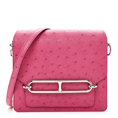 Hermes Ostrich Mini Sac Roulis Rose Tyrien 1 of 11