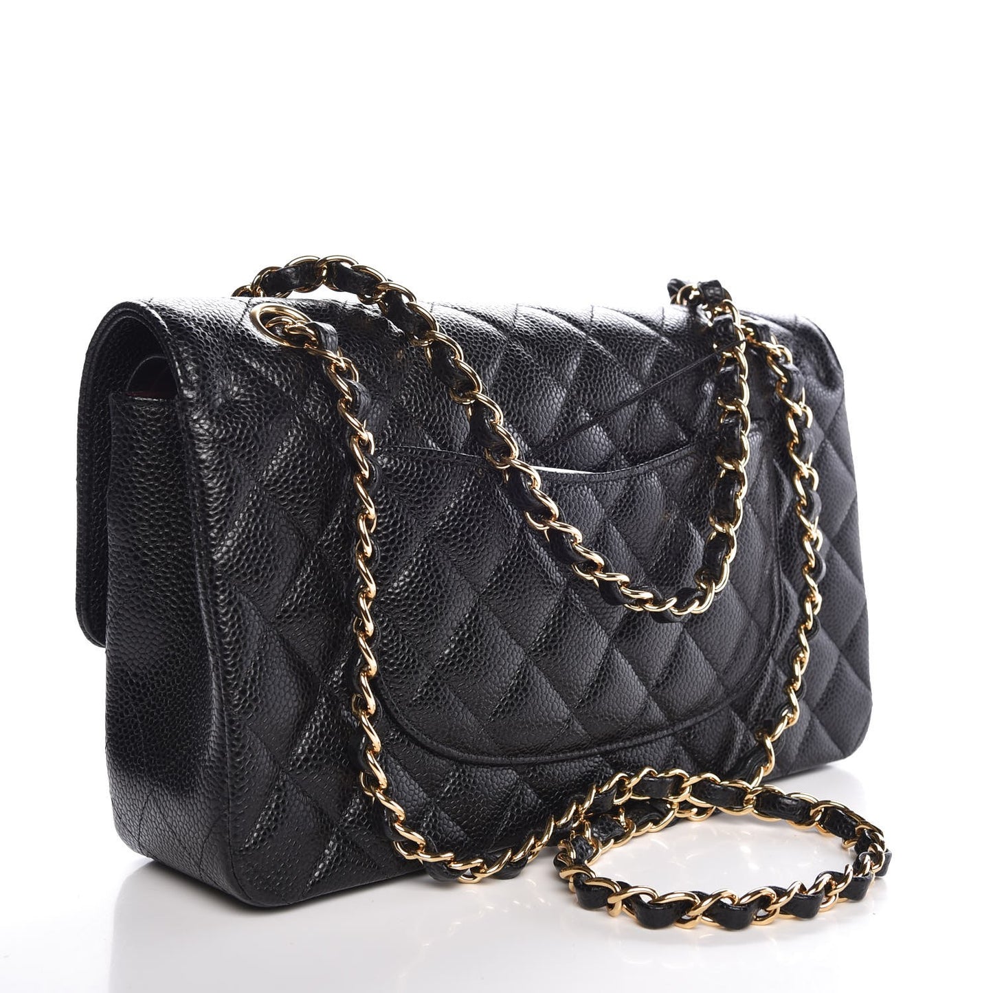 Caviar Quilted Medium Double Flap Black