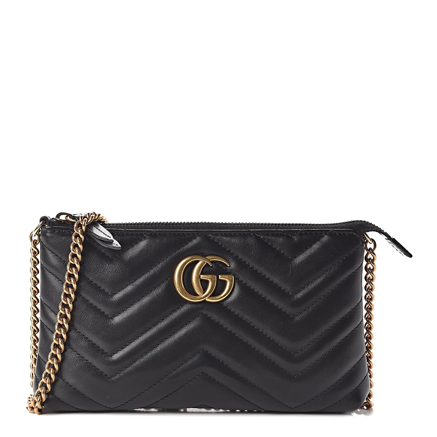 Gucci Calfskin Matelasse Mini GG Marmont Chain Bag Black 1 of 11