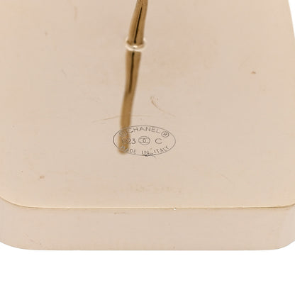 Chanel Metal Enamel CC Square Earrings Gold Black 4 of 4