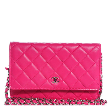 Chanel Lambskin Wallet On Chain WOC Dark Pink 1 of 8
