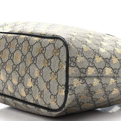 Gucci Soft GG Supreme Monogram Bees Small Crossbody Tote Beige Oro Black 9 of 13