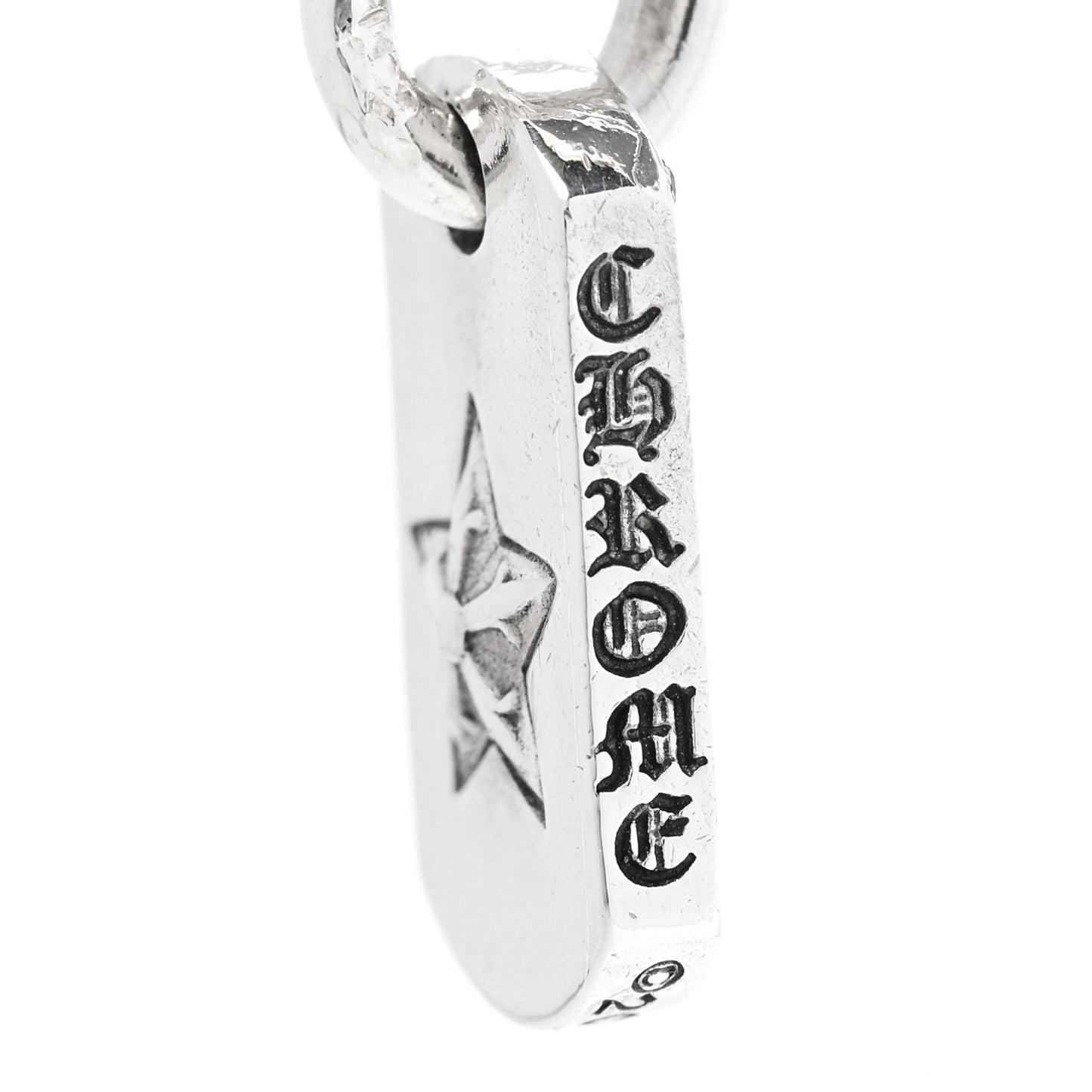Sterling Silver Diamond Tiny Star Dog Tag Pave Charm