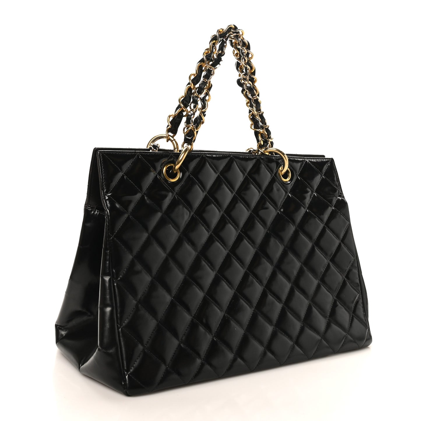Patent Quilted Grand Shopping Tote GST Brown