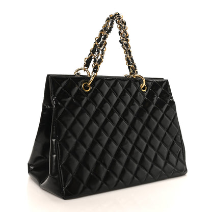 Chanel Patent Quilted Grand Shopping Tote GST Brown 2 of 9