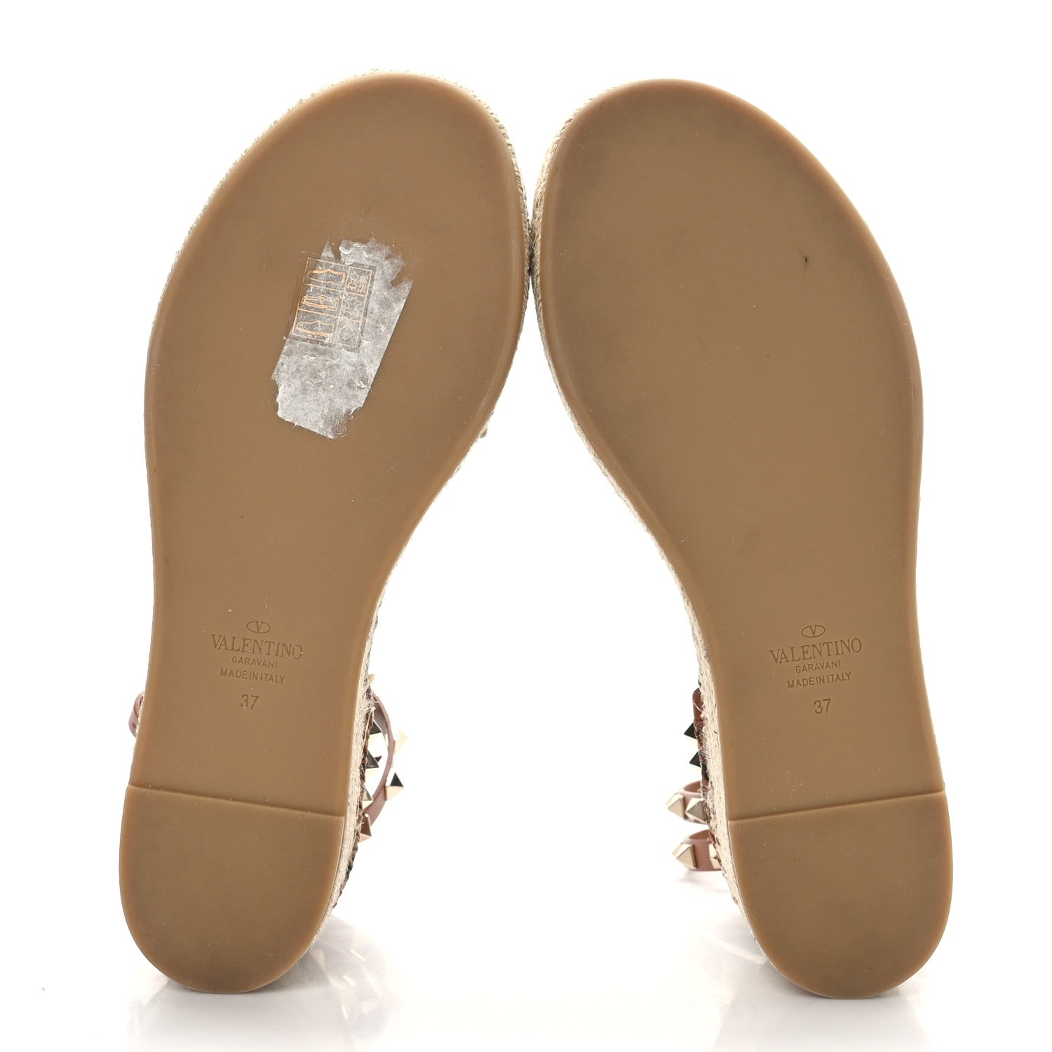 Valentino Garavani Canvas Leopard Print Rockstud Ankle Wrap Espadrille Flatform Sandals 37 Brown 5 of 8