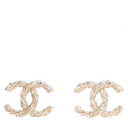 Chanel Crystal Twisted CC Earrings Gold 1 of 7