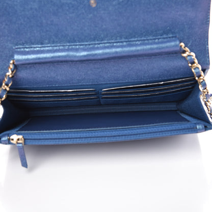 Chanel Iridescent Caviar Quilted Wallet On Chain WOC Dark Blue 5 of 9