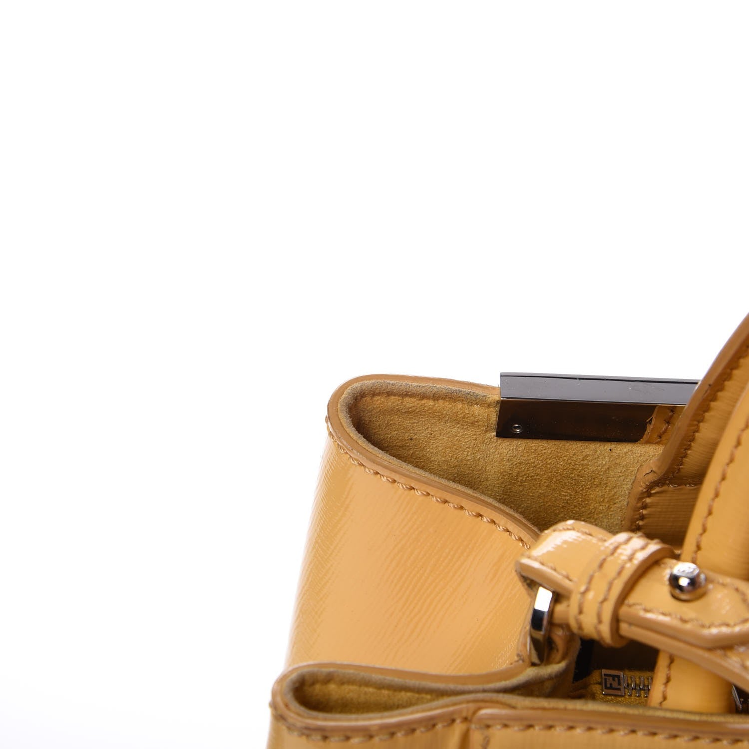 Fendi Vitello Vernice Camoscio Petite 2Jours Tote Alchemy Yellow 42 of 43