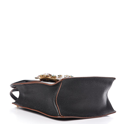 Miu Miu Goatskin Madras Soft Calf Crystal Embellished Tote Black 5 of 11