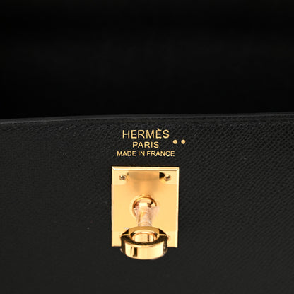 Hermes Madame Calfskin Shiny Niloticus Crocodile Kelly Sellier Touch 25 Black 5 of 11