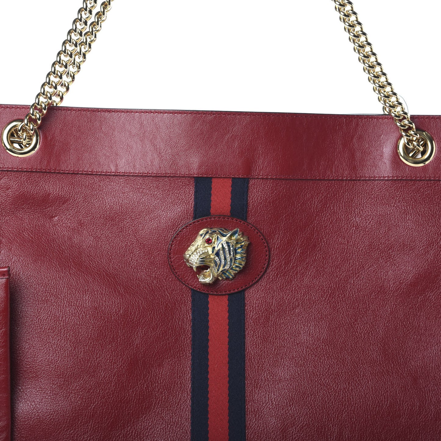 Calfskin Large Rajah Chain Tote Romantic Cherry