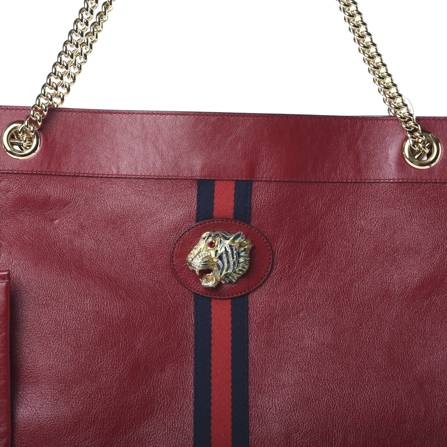 Gucci Calfskin Large Rajah Chain Tote Romantic Cherry 7 of 9