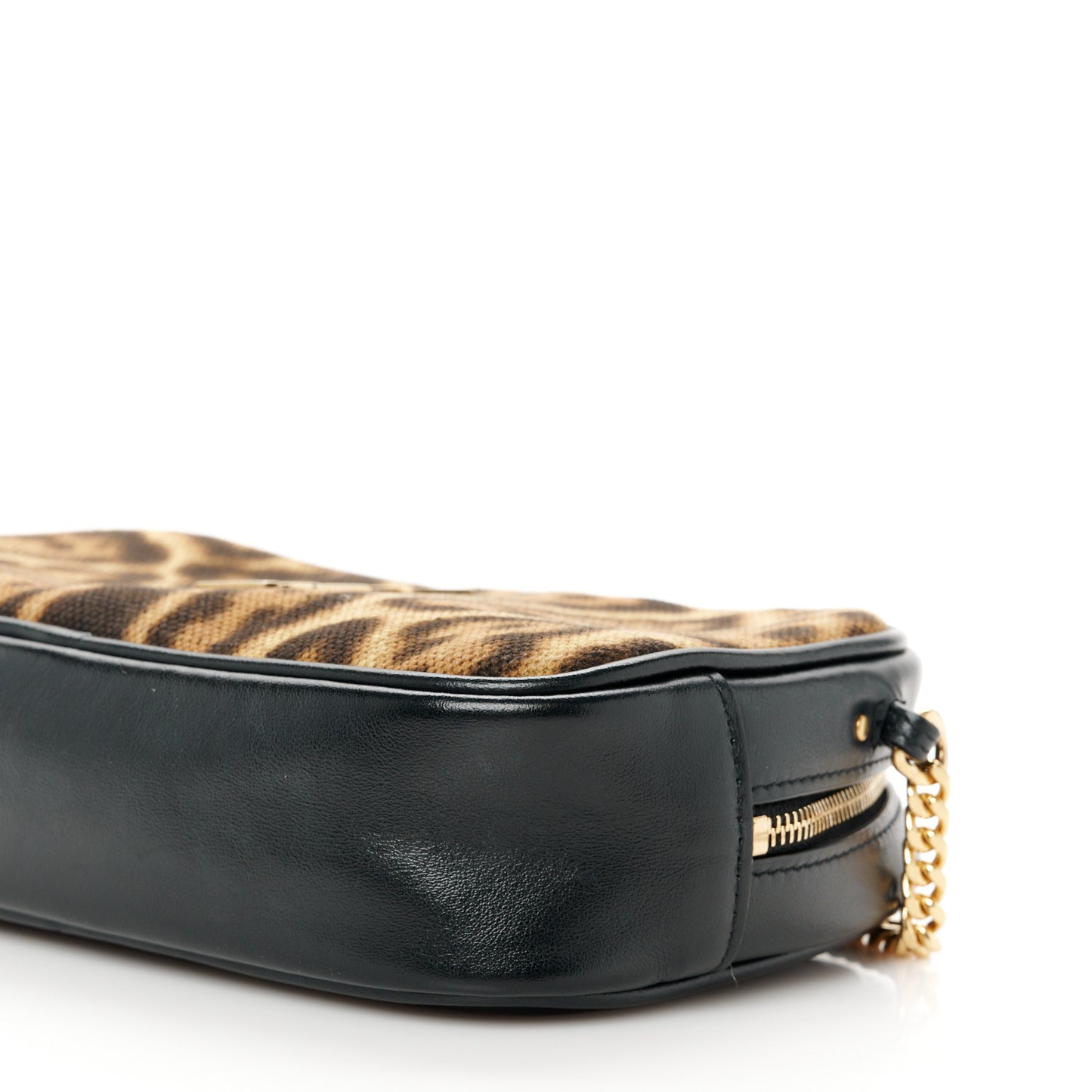 Canvas Calfskin Leopard Print Monogram Mini Lou Camera Bag Brown