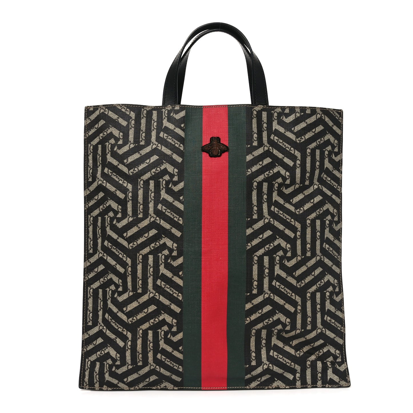 GG Supreme Monogram Caleido Web Vertical Tote Black