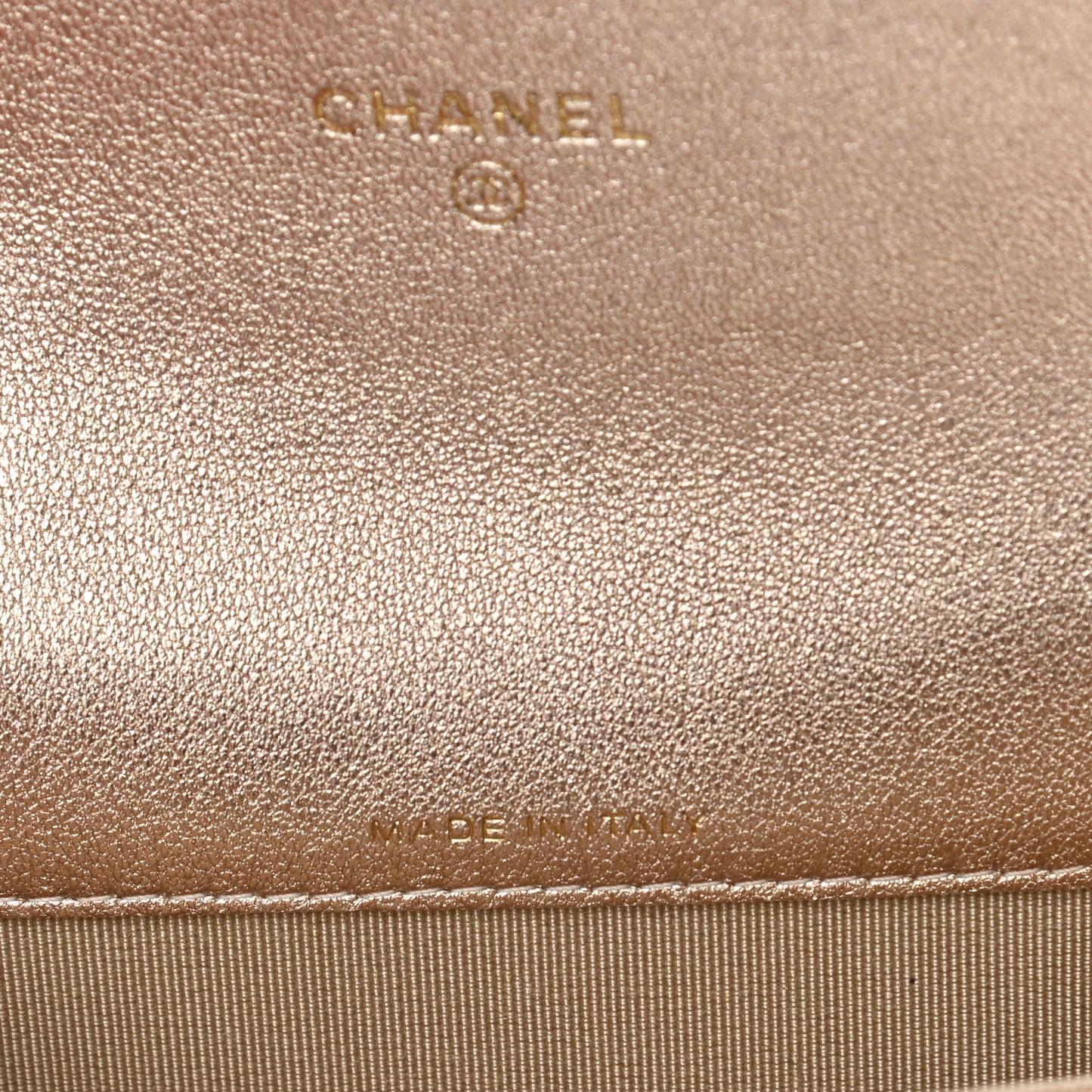 Metallic Lambskin Quilted Flap Card Holder Wallet Gold
