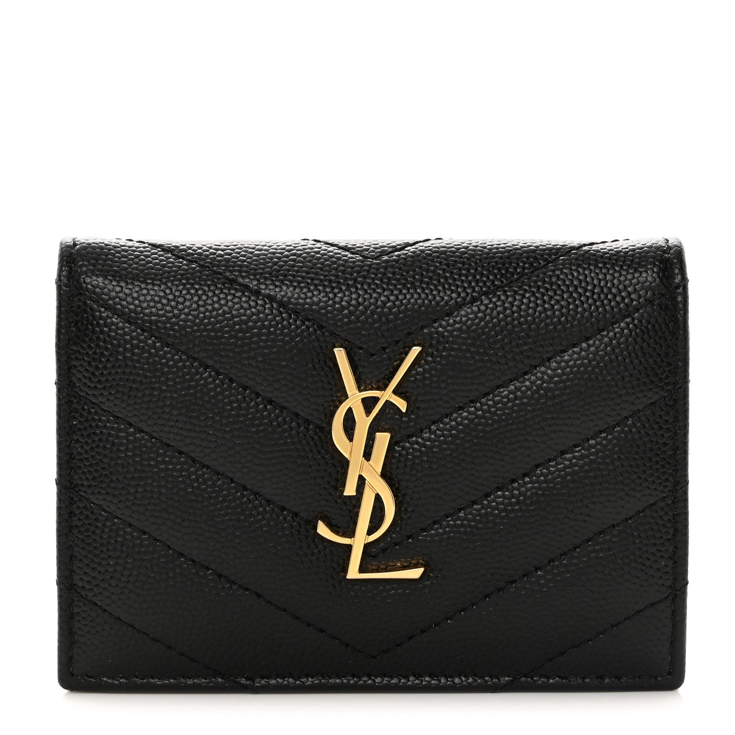 Grain De Poudre Matelasse Chevron Monogram Flap Card Case Black