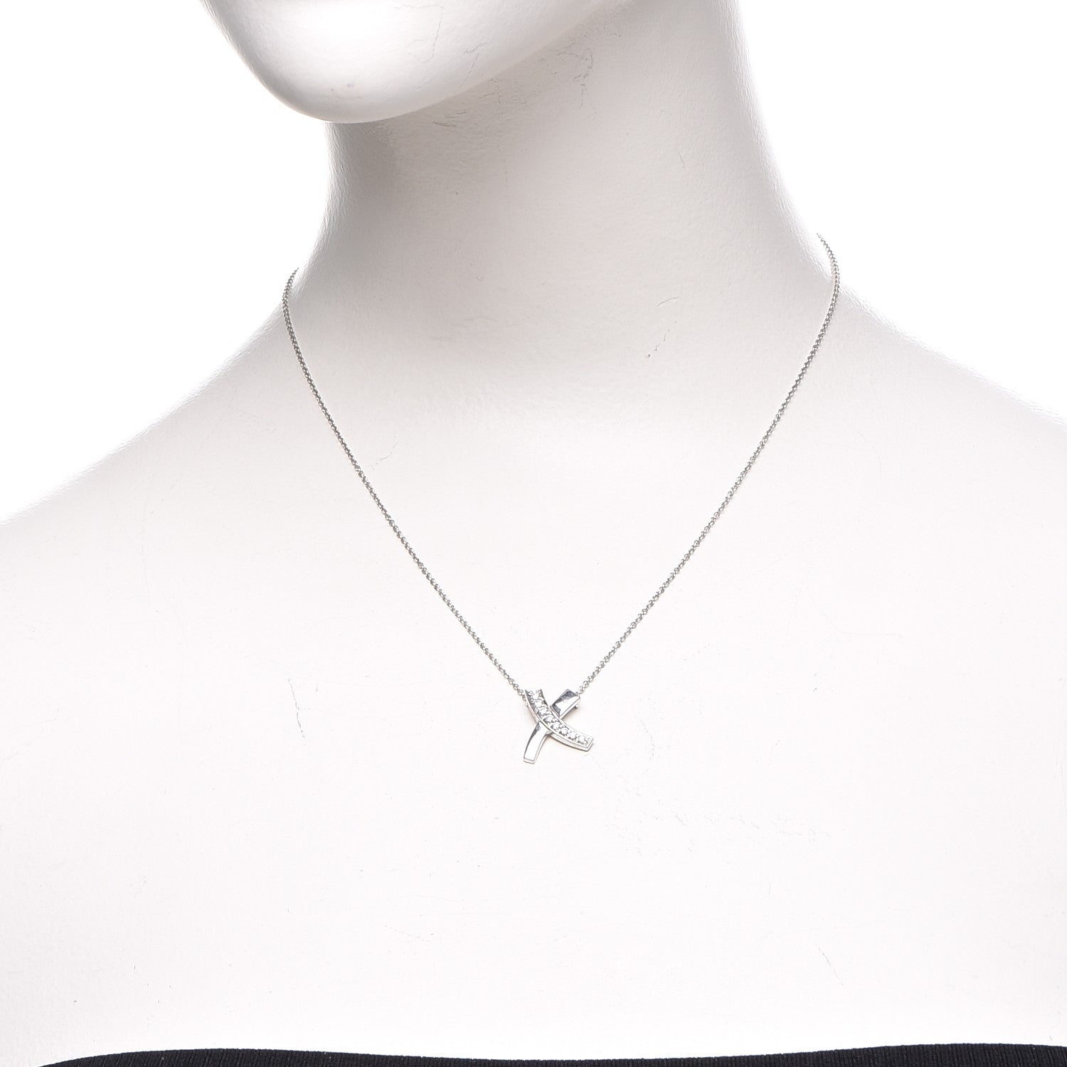 Tiffany 18K White Gold Diamond Paloma Picasso Small Signature X Pendant Necklace 2 of 7