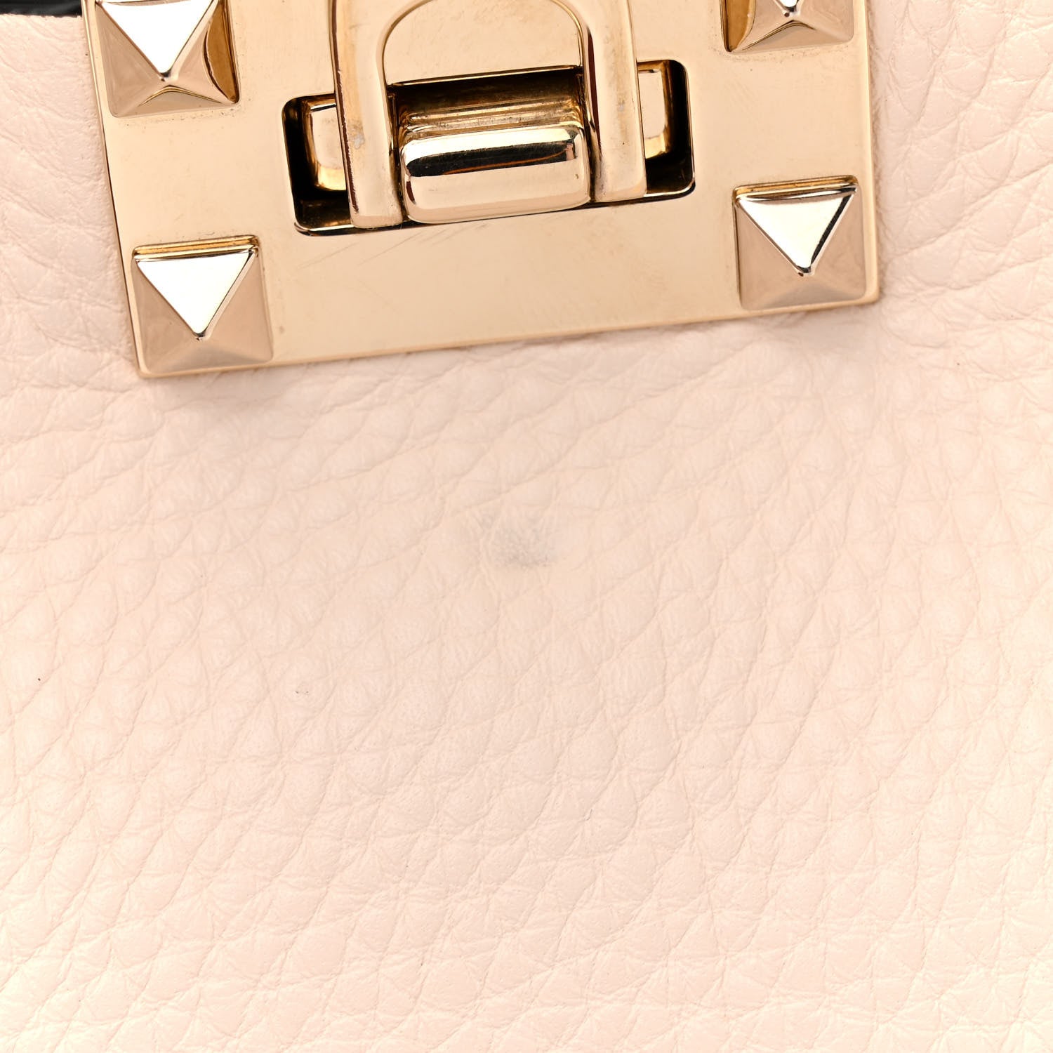 Valentino Garavani Grained Calfskin Small Rockstud Flip Lock Tote Light Ivory Rubino 11 of 12