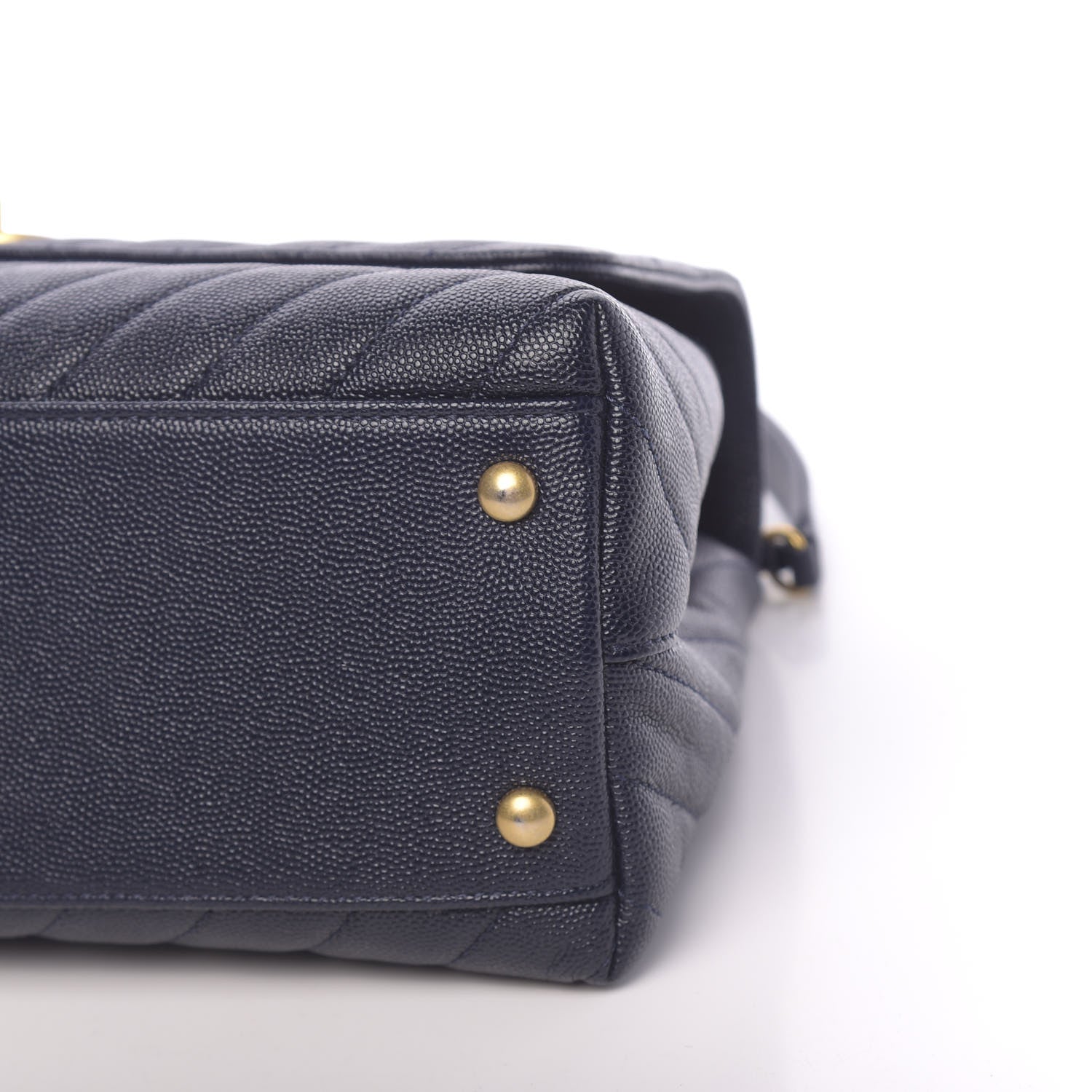 Chanel Caviar Chevron Quilted Small Coco Handle Flap Navy 11 of 11