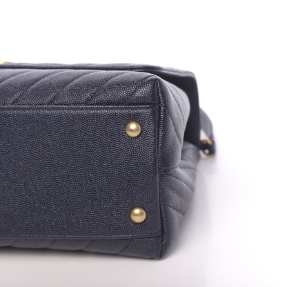 Chanel Caviar Chevron Quilted Small Coco Handle Flap Navy 11 of 11