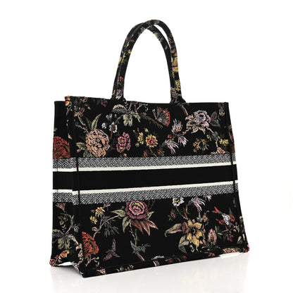 Christian Dior Canvas Embroidered Large Book Tote Black Multicolor 3 of 10