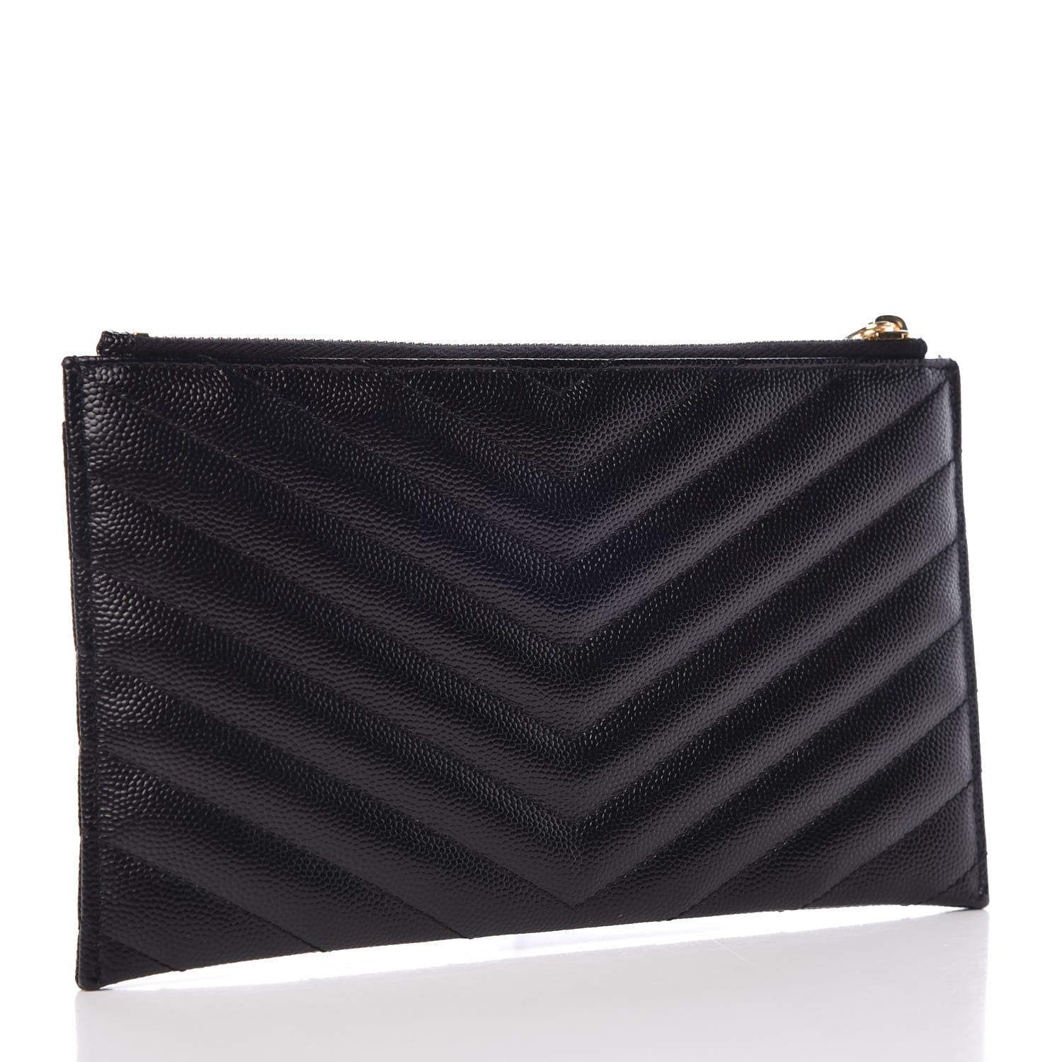 Saint Laurent Grain De Poudre Chevron Monogram Bill Pouch Black 3 of 8