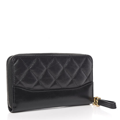Chanel Aged Calfskin Quilted Small Gabrielle Zip Around Wallet Black 3 of 8