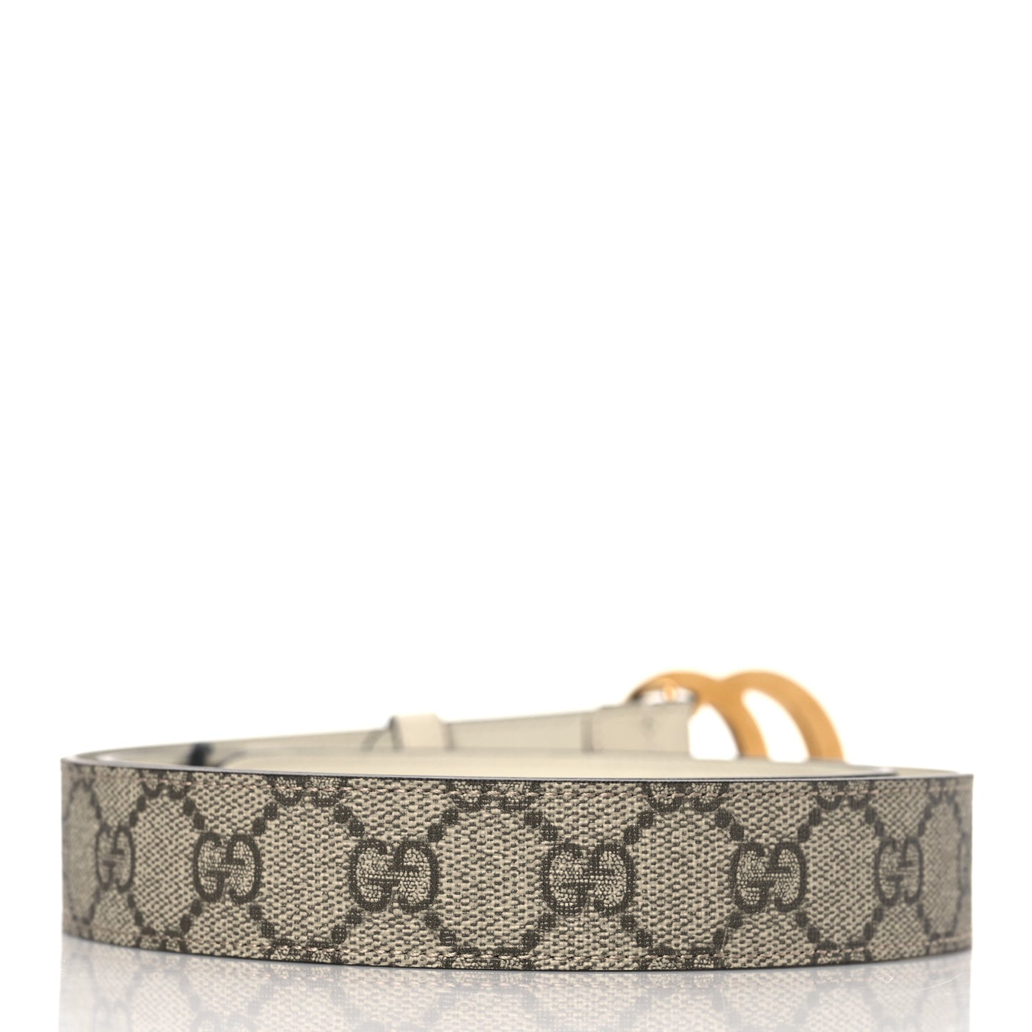 GG Supreme Monogram Matte Plutone Calfskin Double G 30mm Belt 95 38 Beige Ebony Mystic White