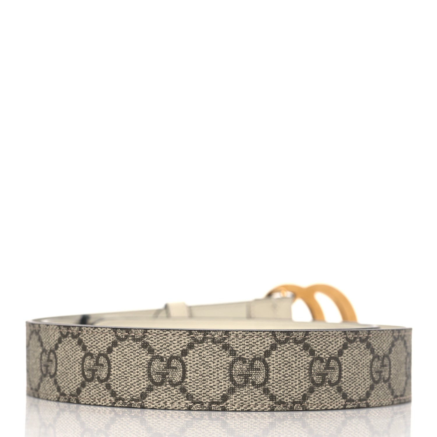 Gucci GG Supreme Monogram Matte Plutone Calfskin Double G 30mm Belt 95 38 Beige Ebony Mystic White 3 of 5