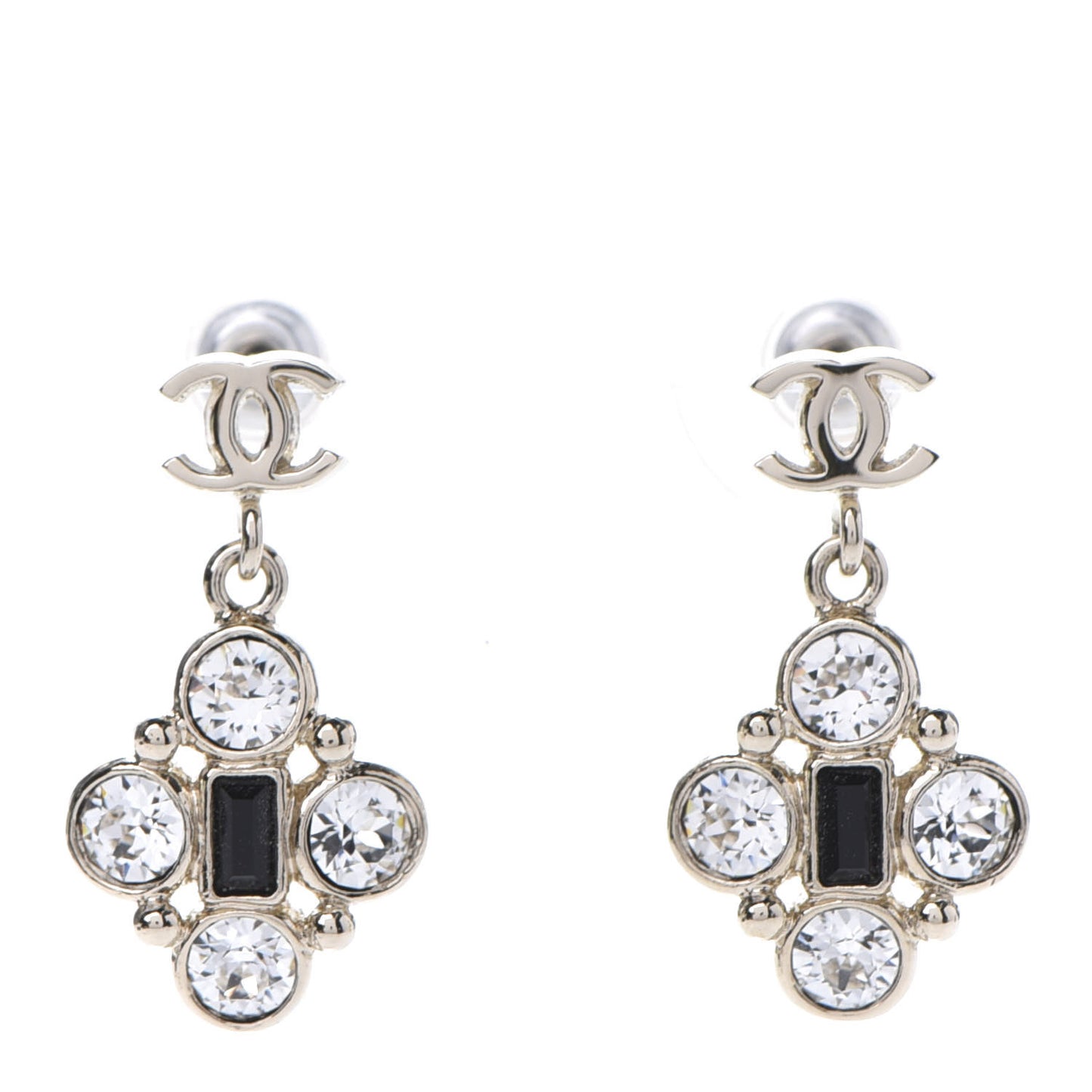 Crystal Resin CC Drop Earrings Light Gold Black