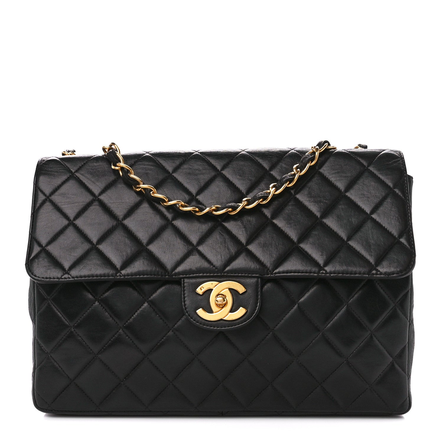 Chanel Lambskin Quilted XL Jumbo Single Flap Black 1 of 10