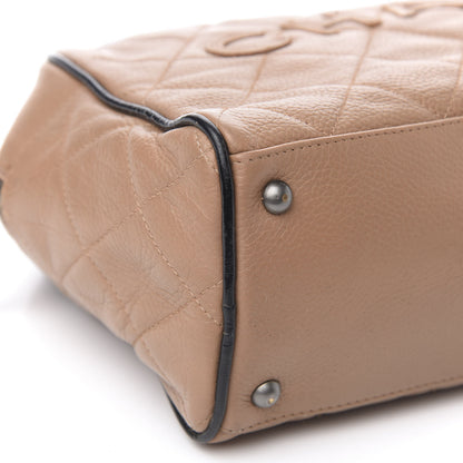 Chanel Calfskin Patent Quilted Small Bowler Bag Beige Black 8 of 12